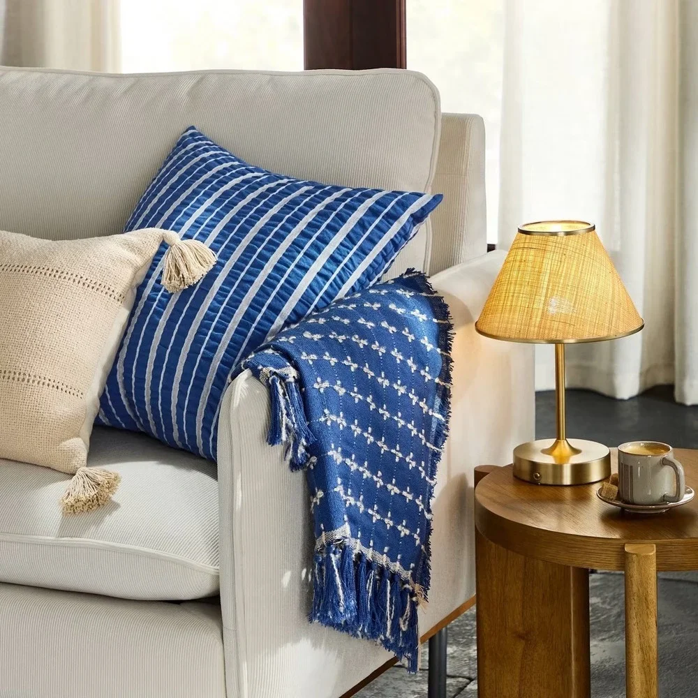 Cordless Woven Portable Table Lamp Brass - Hearth & Hand Magnolia, Target